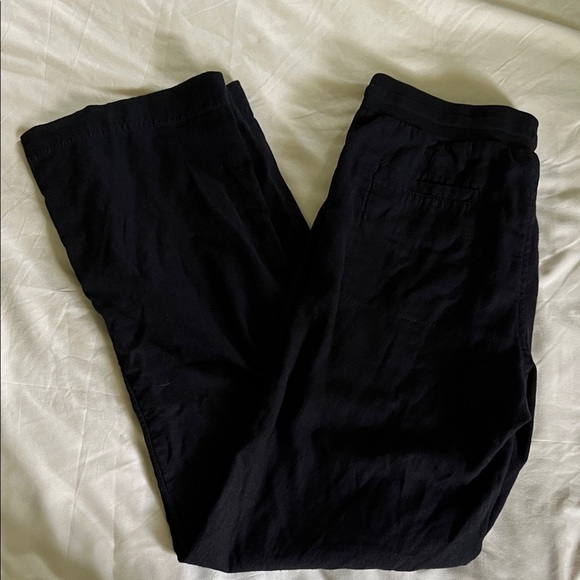 Caslon Linen Blend Black Straight Wide Leg Women's Pants Size XS - Picture 6 of 12